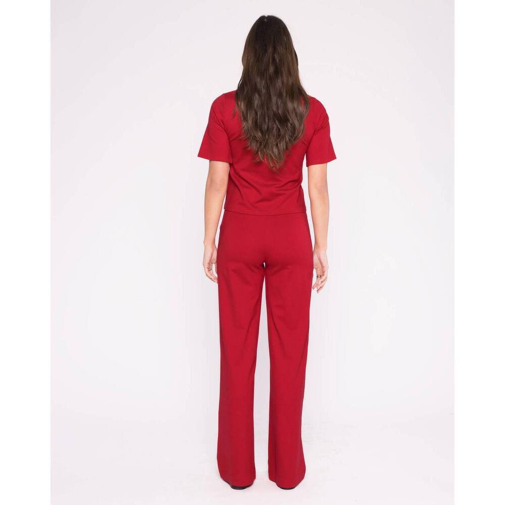 NEW RIPLEY RADER ponte knit wide leg pant in red - Picture 2 of 2